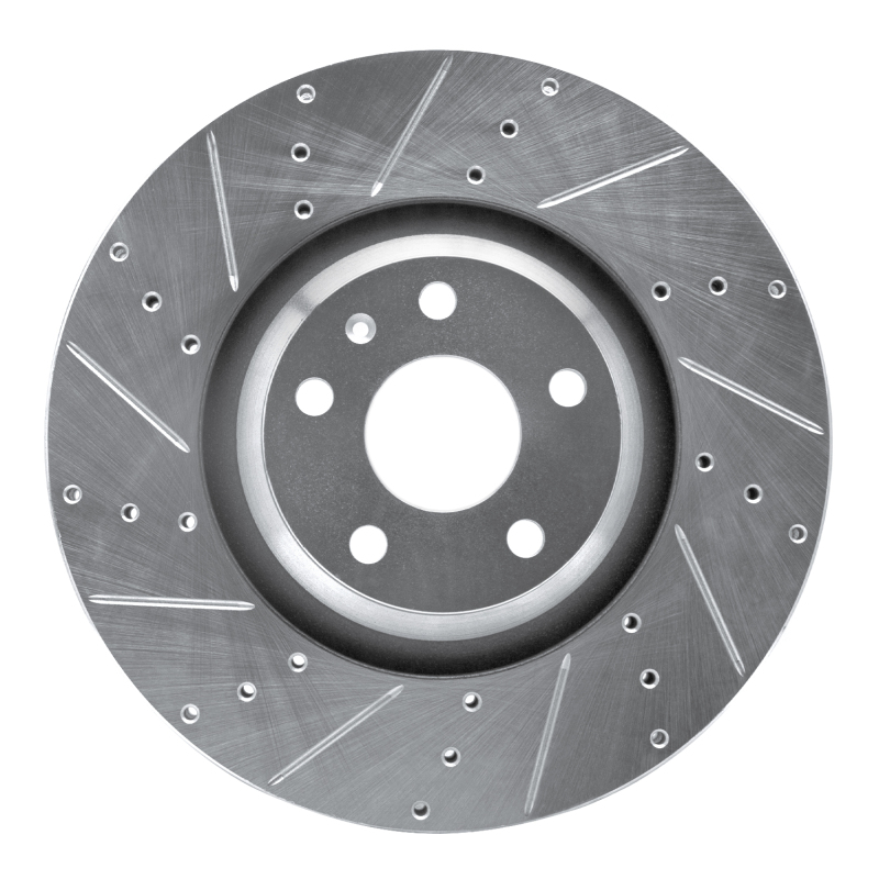 Audi TTS Quattro Brake Rotor (1) - Front Left - R1 Concepts - Drilled & Slotted - Silver - `12-`15